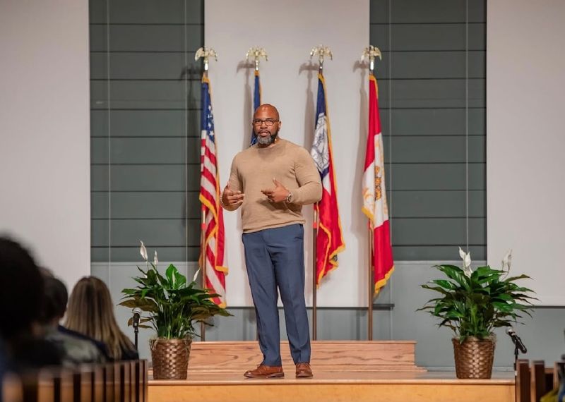 Jarrad Turner Sr. delivering a keynote speech on stage